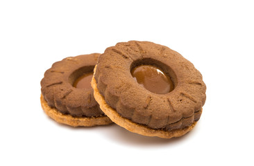 Chocolate double cookie isolated