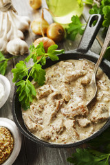 Stewed pork with  mustard sauce
