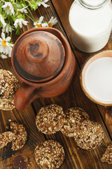 Oatmeal cookies and milk