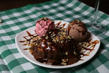 Italian dinner with breads, water and wine, table tidy