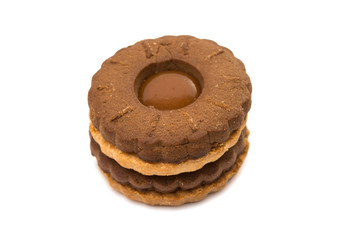 Chocolate double cookie isolated