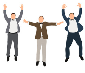 Vector, isolated, male business jumping, flat style,symbol