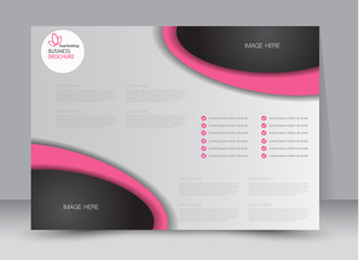Flyer, brochure, billboard template design landscape orientation for education, presentation, website. Pink and black color. Editable vector illustration.
