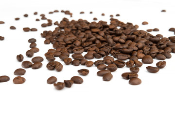 Coffee beans isolated on white background.