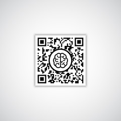QR code with human brain icon	