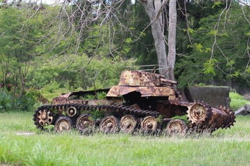 Old Japanese tanker at Aslito Airfield, Saipan World War 11 relics of a Japanese tanker in Aslito...