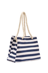 Beach striped handbag isolated on white