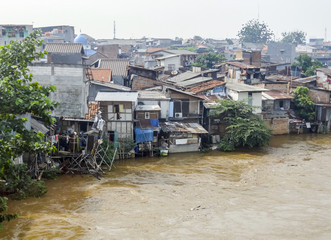 Fototapeta na wymiar Slum scenery near Jakarta in Java