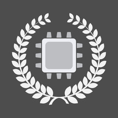 Isolated laurel wreath with a cpu
