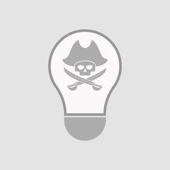 Isolated light bulb with a pirate skull