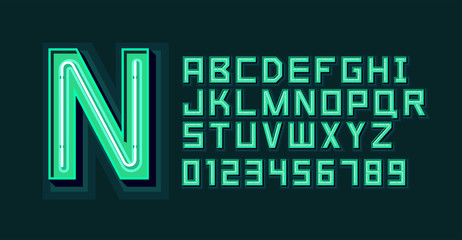Green Neon Light Alphabet Font