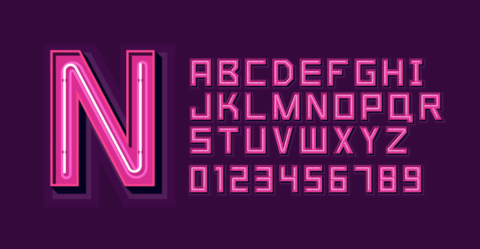 Pink Neon Light Alphabet Font