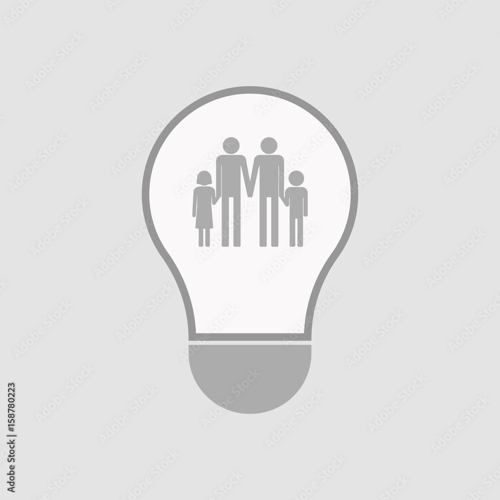 Poster isolated light bulb with a gay parents family pictogram