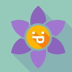 Long shadow loto with a sticking out tongue text face