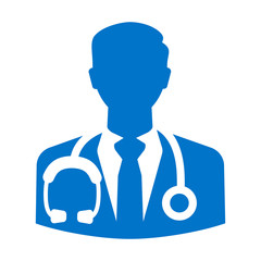 Doctor Vector Icon. Physician with stethoscope illustration. Medic sign. Medical man symbol.