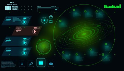 Futuristic virtual graphic touch user interface, HUD