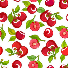 Vector seamless pattern with cherries
