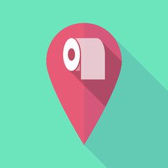 Long shadow map mark with a toilet paper roll