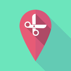 Long shadow map mark with a scissors