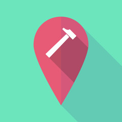 Long shadow map mark with a hammer