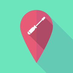 Long shadow map mark with a screwdriver