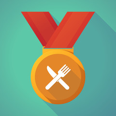 Long shadow medal with a knife and a fork