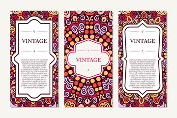 Retro card with mandala. Vintage background with place for text. Graphic template for your design. decorative ornament