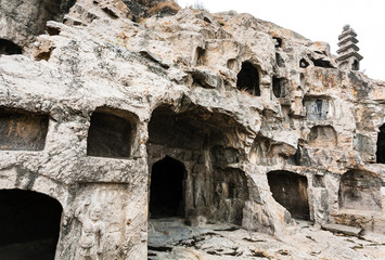 carved halls and caves in West Hill in Longmen