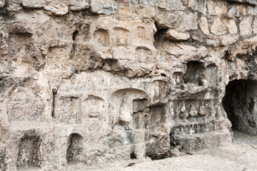 carved walls and caves in West Hill in Longmen