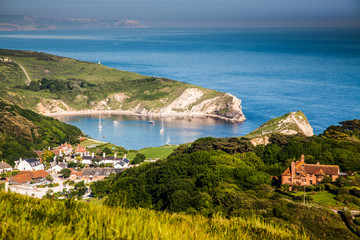 british seaside - summer holiday destination - Lulworth cove on Jurassic coast in southern Devon, UK © Melinda Nagy