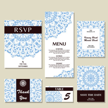Wedding invitation template with individual concept. Design for invitation, thank you card, save the date card