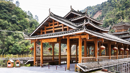 Obraz premium view of to Dong people style bridge in Jiangdi