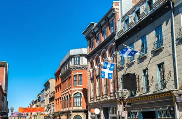 Fotobehang Buildings on Saint Jean Street in Quebec City, Canada © Leonid Andronov