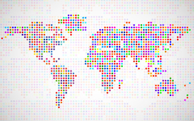 Fototapeta premium Abstract world map from colorful dots. Vector illustration. Eps 10