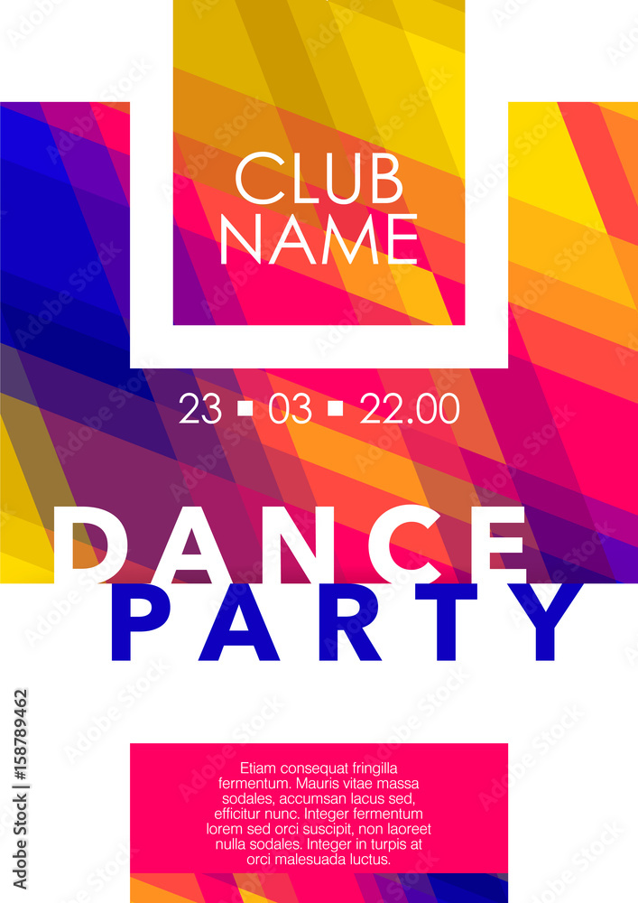 Poster vertical color party background with graphic elements and text