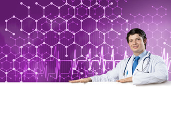 Doctor with banner