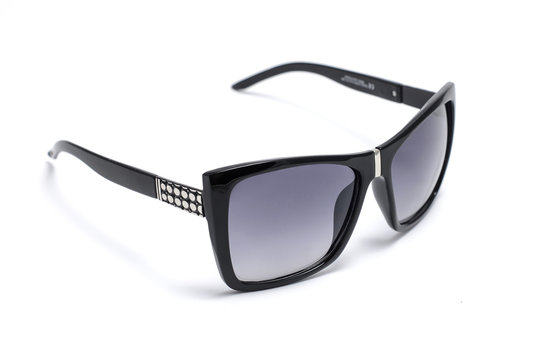 Sunglasses in black wide frame isolated