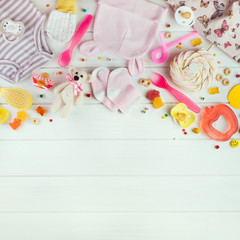 Obraz na płótnie Canvas Baby shower party background with copy space