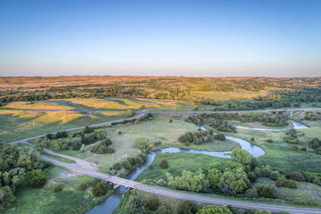 Fototapeta na wymiar aerial view of Dismal River in Nebraska