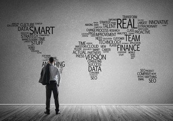Concept of globalization and networking with business map of bus