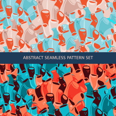 Abstract seamless pattern set, vector corals