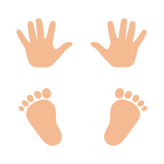 Prints of children's hands and feet