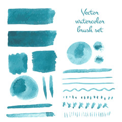 Set of watercolor brush vector strokes