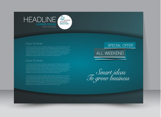 Obraz premium Flyer, brochure, billboard template design landscape orientation for education, presentation, website. Blue color. Editable vector illustration.
