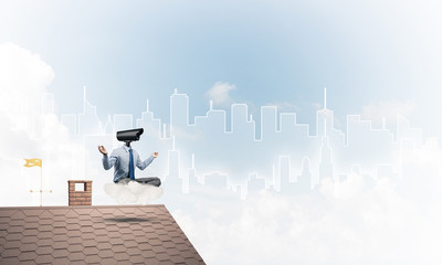 Concept of security and privacy protection with camera headed ma