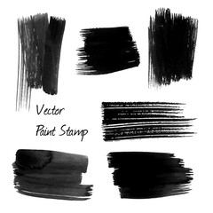 Set of black watercolor brush vector strokes