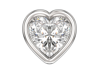 3D illustration isolated diamond heart in silver frame