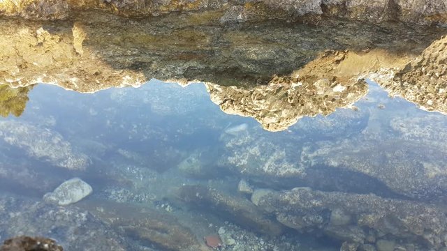 Rocks Reflected in a Tranquil Sea - 4K Video