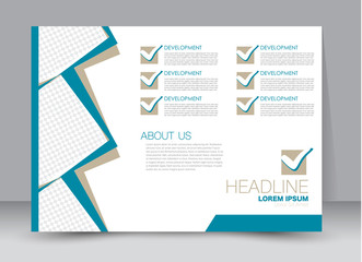 Flyer, brochure, billboard template design landscape orientation for education, presentation, website. Blue and brown color. Editable vector illustration.