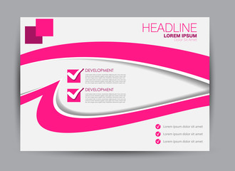 Fototapeta premium Flyer, brochure, billboard template design landscape orientation for education, presentation, website. Pink color. Editable vector illustration.